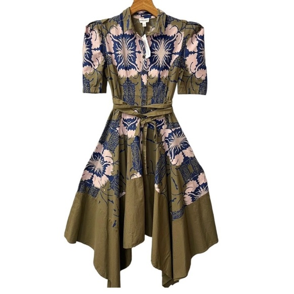making the cut Dresses & Skirts - Making the Cut Army Green Floral Self Tie Dress Season 2 Episode 1 Winne…